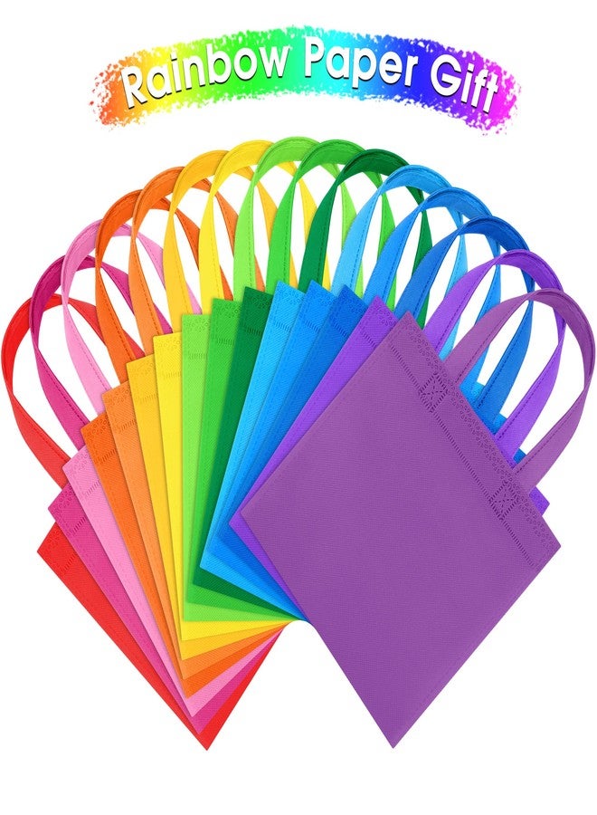 MIMIND 30 Packs Non-woven Party Gift Bags Reusable Goodie Bags 7.9×7.9 Inch Colorful Tote Treat Bag with Handles Rainbow cloth bags for Wedding Birthday - Image 4